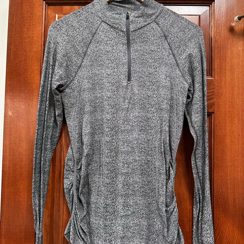 Athleta Medium Gray Quarter-Zip Athletic Pullover